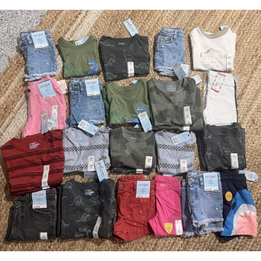 New W/tags Lot Of 32 Cat & Jack Varied Sizes 12m-5T Resellers Bundle